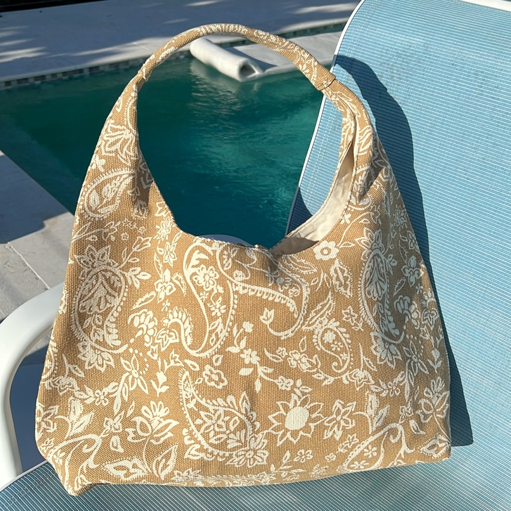 VACAY 2026 NEW! & OTHER STORIES boho slouchy big hobo bag taupe ivory print